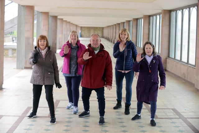 The weather didn't bother South Shields Tai Chi Club from left Angela Mitchell, Gillian Tweedy, Michael Hall, Karen Skipper and Leonora Morley.