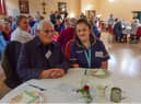 Admiral nurse Lauren Carter with Richard Bainbridge who's wife has Dementia at the fifth anniversary celebration of Hebburn Living with Dementia, at St.Aloysius Churc Hebburn, on Monday.