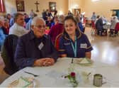 Admiral nurse Lauren Carter with Richard Bainbridge who's wife has Dementia at the fifth anniversary celebration of Hebburn Living with Dementia, at St.Aloysius Churc Hebburn, on Monday.