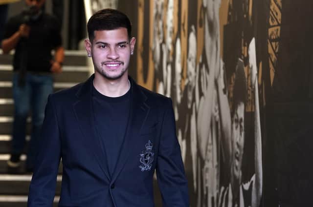 Newcastle United's new signing Bruno Guimaraes walks out of the tunnel at St James's Park.