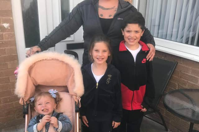 Mum Vanessa with children Leo-William, Ava-Mae and River-Raine