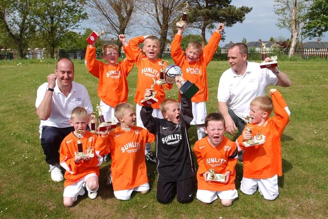 The Monkton cup finals 17 years ago and here are Jarrow Arrows celebrating victory.