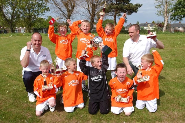 The Monkton cup finals 17 years ago and here are Jarrow Arrows celebrating victory.