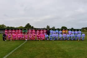 Team Chloe and Team Liam ahead of the charity football match.