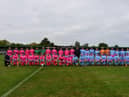 Team Chloe and Team Liam ahead of the charity football match.