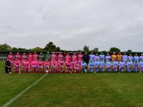 Team Chloe and Team Liam ahead of the charity football match.