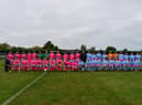 Team Chloe and Team Liam ahead of the charity football match.