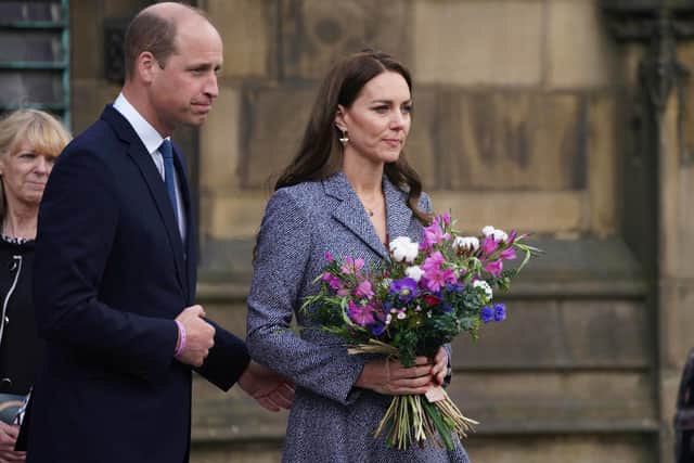 The Duke and Duchess of Cambridge leaving after attending the official opening of the Glade of Light Memorial, commemorating the victims of the 22nd May 2017 terrorist attack at Manchester Arena. Picture date: Tuesday May 10, 2022. PA Photo. Photo credit should read: Peter Byrne/PA Wire