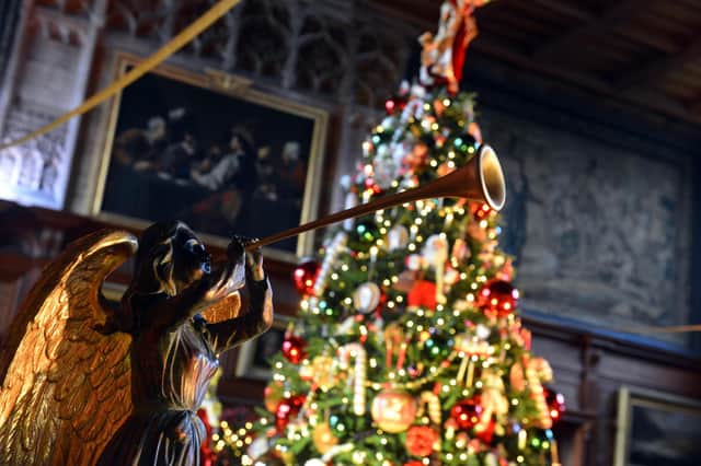 There's 4 giant trees at the castle for Saints & Angels