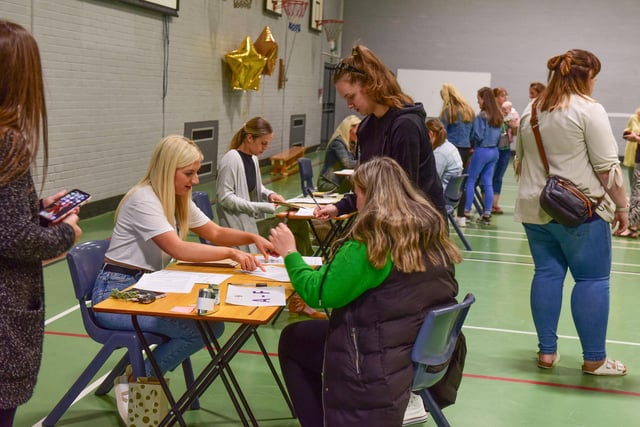 Pupils collected results at Wilfred's RC College today.
