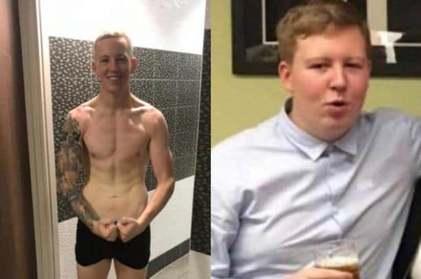 Jarrow boxer Ewan Mackenzie before (right) and after joining ABC boxing