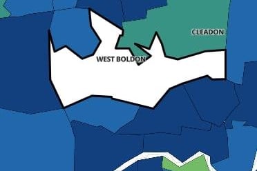 West Boldon had fewer than three Covid cases in seven days. For smaller areas with fewer than 3 cases, the Government does not show data to protect individuals' identities.
