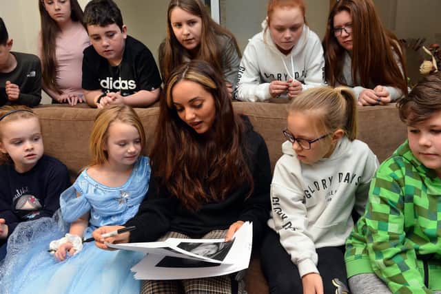 Jade Thirwall meets youngsters at Cancer Connections.