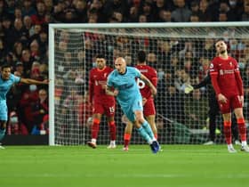 Jonjo Shelvey scored Newcastle United's only goal at Anfield in December (Photo by Andrew Powell/Liverpool FC via Getty Images)