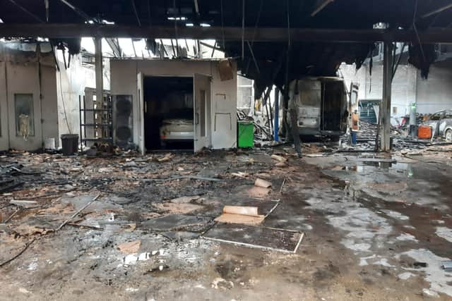 The aftermath of the blaze at Garden Lane Garage.