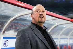 Dalian Yifang's new head coach Rafael Benitez looks on during the Chinese Super League (CSL) football match between Dalian Yifang and Henan Jianye in Dalian in northeast China's Liaoning province on July 7, 2019. (Photo by STR / AFP) / China OUT        (Photo credit should read STR/AFP via Getty Images)