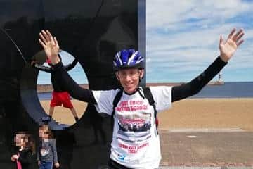 Campaigner Christopher Head completes the Coast 2 Coast for victims of the Post Office Horizon row. Photo credit: Gary Brown