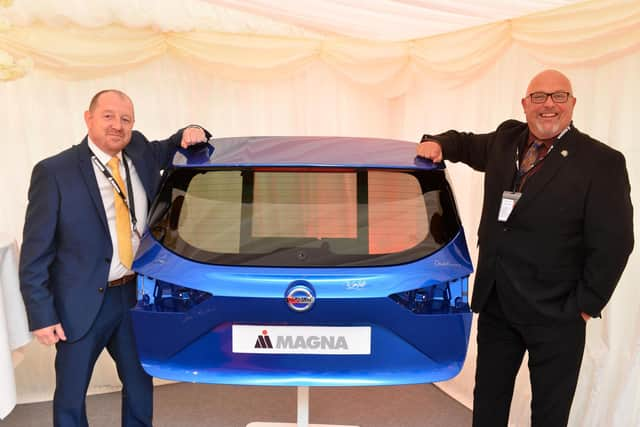 Sunderland City Council Leader Coun Graeme Miller (right) with General Manager of Magna Tony Park at the official opening of the factory.