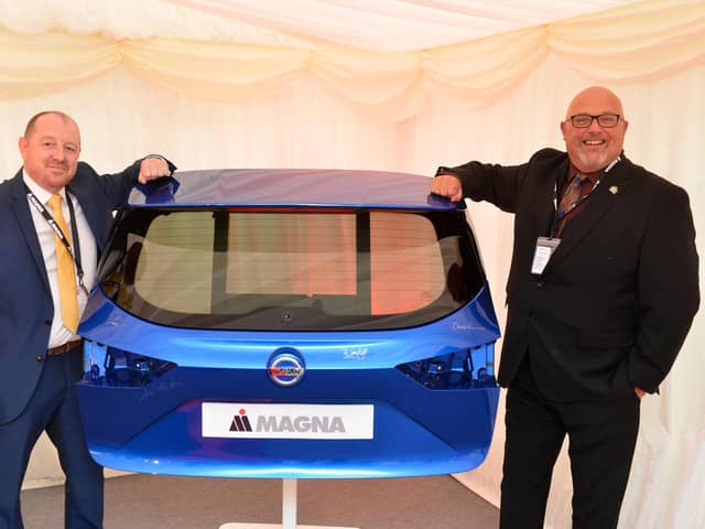 Sunderland City Council Leader Coun Graeme Miller (right) with General Manager of Magna Tony Park at the official opening of the factory.