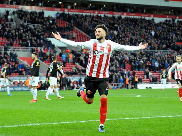 Leon Dajaku celebrates his early goal at the Stadium of Light