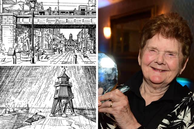 Sheila Graber and her 1986 artwork.
