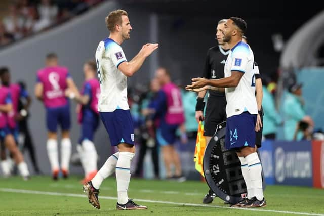 Callum Wilson replaces Harry Kane of England during the FIFA World Cup Qatar 2022 Group B match between Wales and England at Ahmad Bin Ali Stadium on November 29, 2022 in Doha, Qatar. (Photo by Michael Steele/Getty Images)