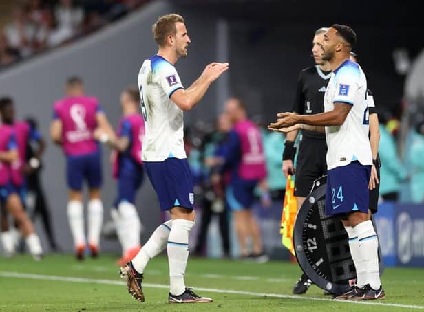 Callum Wilson replaces Harry Kane of England during the FIFA World Cup Qatar 2022 Group B match between Wales and England at Ahmad Bin Ali Stadium on November 29, 2022 in Doha, Qatar. (Photo by Michael Steele/Getty Images)