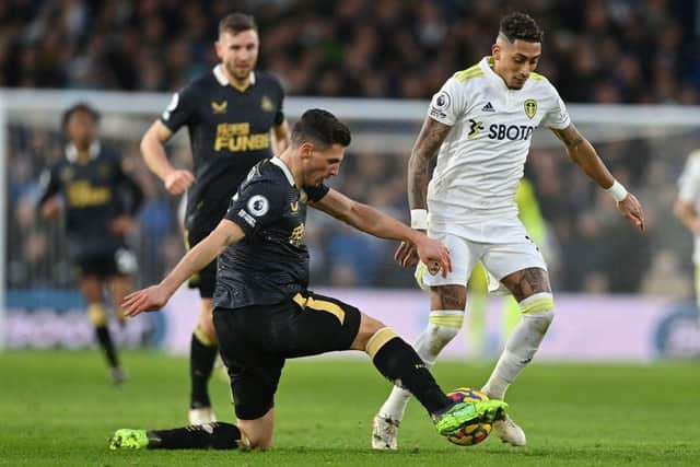 Leeds United midfielder Raphinha has reportedly rejected the chance to join Newcastle United (Photo by PAUL ELLIS/AFP via Getty Images)