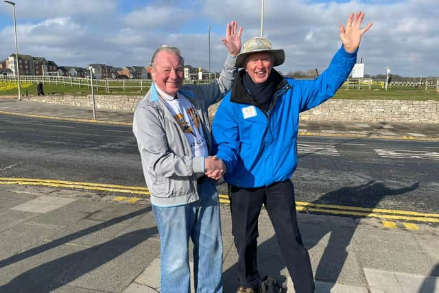 Thomas King, known as Tot, with Daft as a Brush founder Brian Burnie, right.