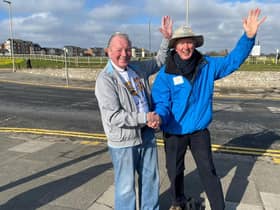Thomas King, known as Tot, with Daft as a Brush founder Brian Burnie, right.