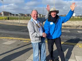 Thomas King, known as Tot, with Daft as a Brush founder Brian Burnie, right.