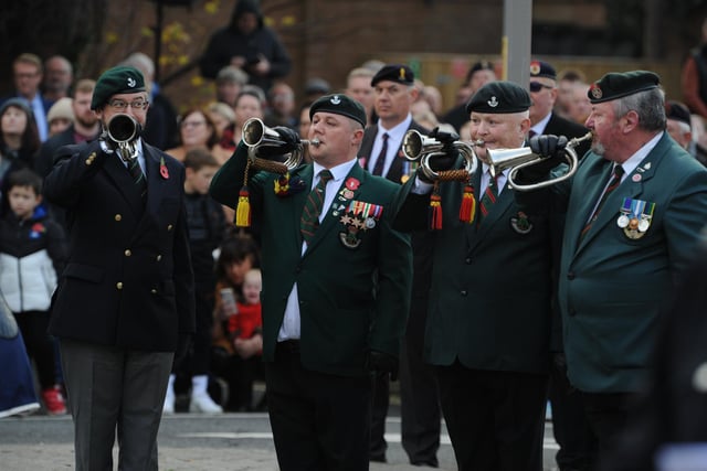 Remembrance Sunday Parade and Service at Westoe Cenotaph, South Shields, with the Mayor of South Tyneside Coun Pat Hay, Deputy Lord Lieutenant Tyne and Wear Wing Commander David L Harris.