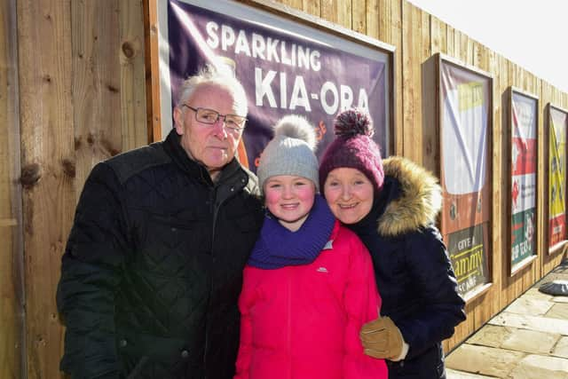 Stanley and Yvonne Williamson and granddaughter Esmae Johnston, nine, at the new1950's street at Beamish Museum. Stanley, 71, used to visit John's Cafe in Wingate.