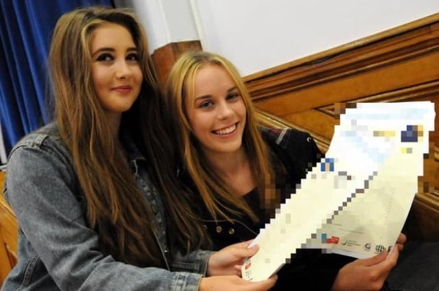 This duo are all smiles after receiving their GCSE results in 2014 at Harton Technology College