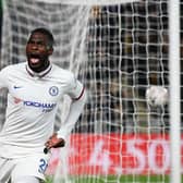 HULL, ENGLAND - JANUARY 25:  Fikayo Tomori of Chelsea celebrates after scoring his team's second goal during the FA Cup Fourth Round match between Hull City and Chelsea at KCOM Stadium on January 25, 2020 in Hull, England. (Photo by Clive Mason/Getty Images)