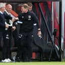 Eddie Howe pictured next to Newcastle United head coach Steve Bruce. (Photo by Peter Cziborra/Pool via Getty Images)
