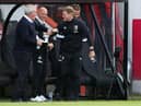 Eddie Howe pictured next to Newcastle United head coach Steve Bruce. (Photo by Peter Cziborra/Pool via Getty Images)