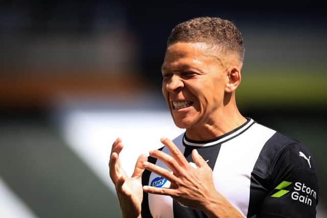 Newcastle United striker Dwight Gayle. (Photo by OWEN HUMPHREYS/POOL/AFP via Getty Images)