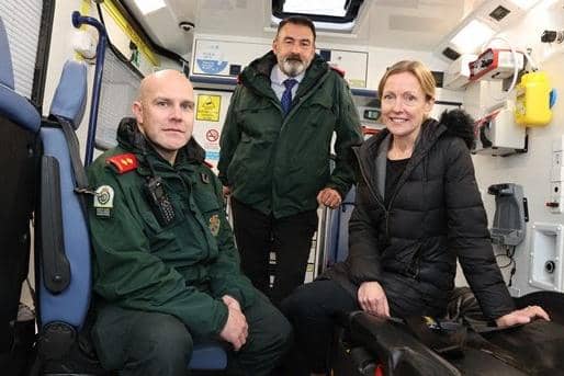 (left to right) Wayne McKay, clinical team leader at North East Ambulance Service, Stephen Segasby chief operating officer North East Ambulance Service, and Susan Taylor, head of alcohol policy at Balance.