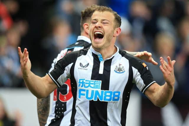 Ryan Fraser celebrates his goal against Everton.