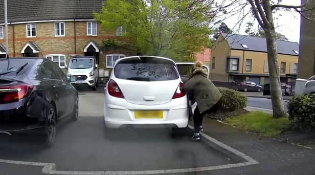 Courtney Lovland tried to stop the runaway Corsa