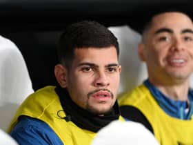 Bruno Guimaraes on the bench earlier this month.