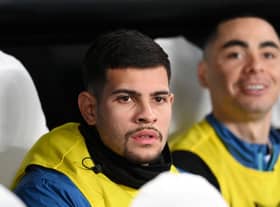 Bruno Guimaraes on the bench earlier this month.