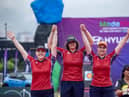 From left to right: Ella Gibson takes gold in Medellin, Compound Women’s Team win silver, Recurve Women’s Team win silver.