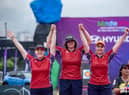 From left to right: Ella Gibson takes gold in Medellin, Compound Women’s Team win silver, Recurve Women’s Team win silver.