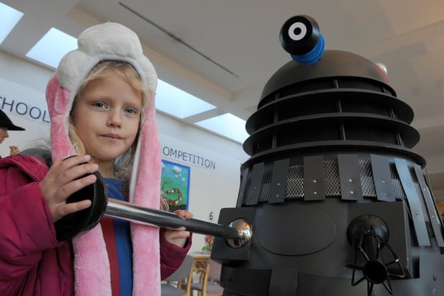 Dalek Bruce helped visitors to Bede's World to celebrate Dr Who's 50th anniversary in 2013, including Carrie Anne Lawler.