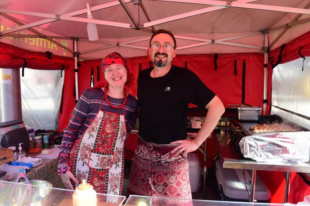 Piotr and Anna Herman at the food festival in South Shields Market Place