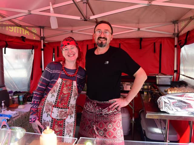 Piotr and Anna Herman at the food festival in South Shields Market Place