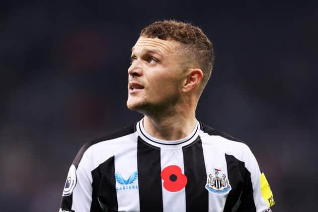 Kieran Trippier of Newcastle United looks on during the Premier League match between Newcastle United and Chelsea FC at St. James Park on November 12, 2022 in Newcastle upon Tyne, England. (Photo by George Wood/Getty Images)