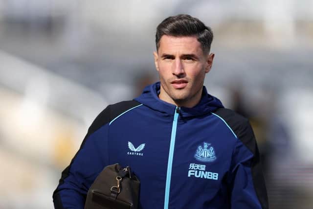 Fabian Schar of Newcastle United arrives at the stadium prior to the Premier League match between Newcastle United and Brentford FC at St. James Park on October 08, 2022 in Newcastle upon Tyne, England. (Photo by Ian MacNicol/Getty Images)